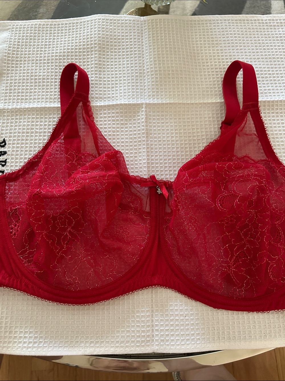 Wacoal Red Sheer Lace Underwire Bra